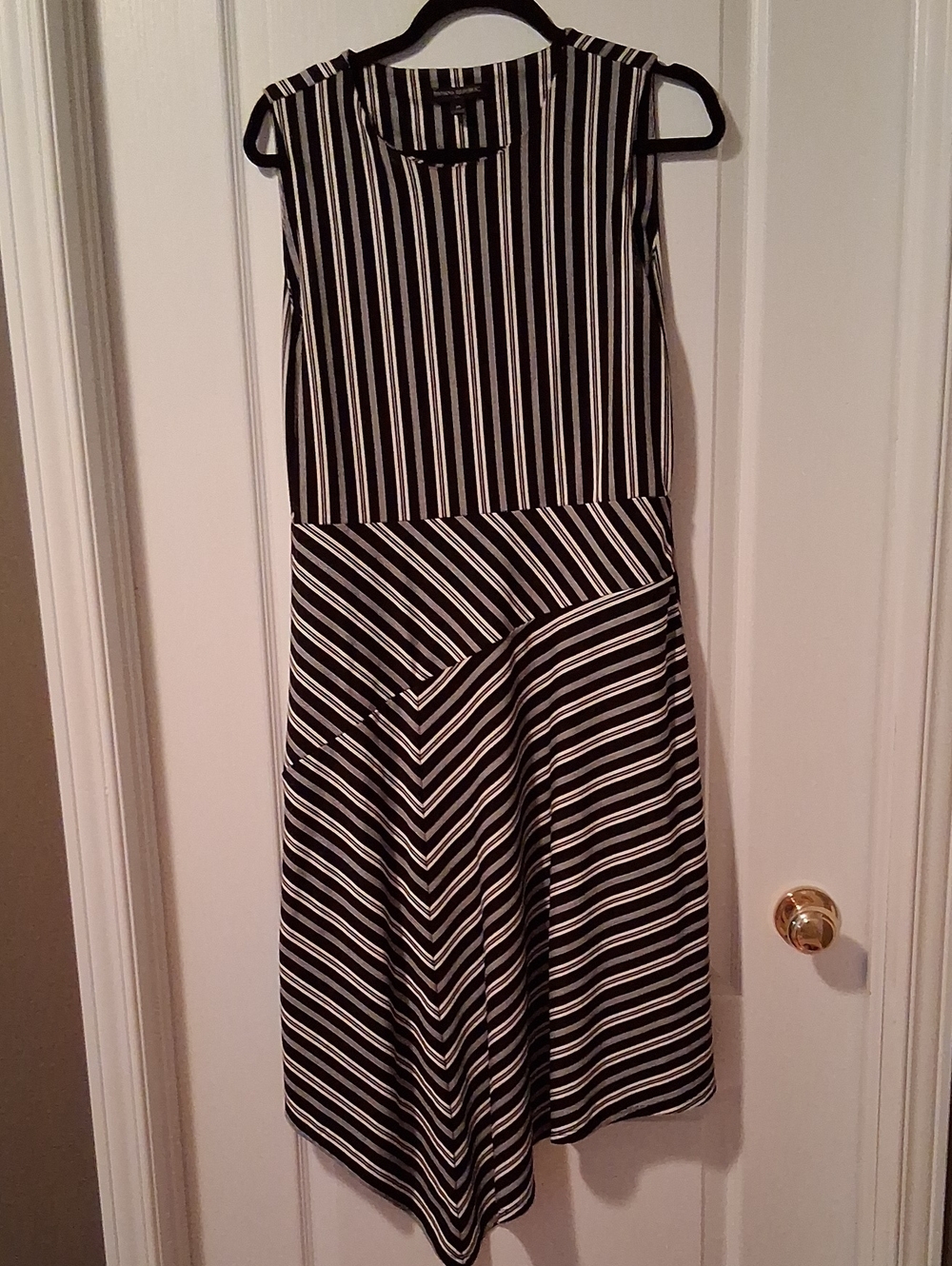 Banana Republic Black and White Striped Midi Dress